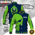 NFL Seattle Seahawks Baseball Jacket Skull Print Jacket