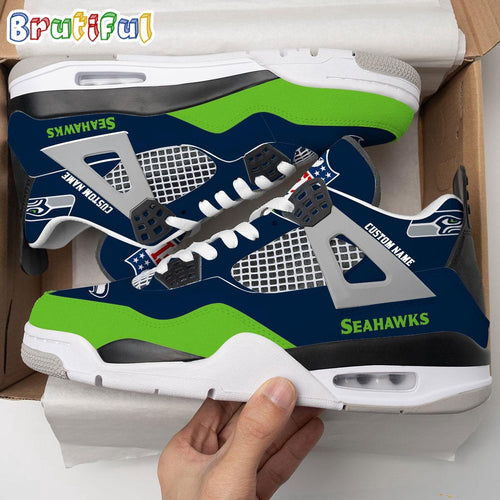 NFL Seattle Seahawks Football Team Air Jordan 4 Shoes, Personalized AJ4 Sneaker