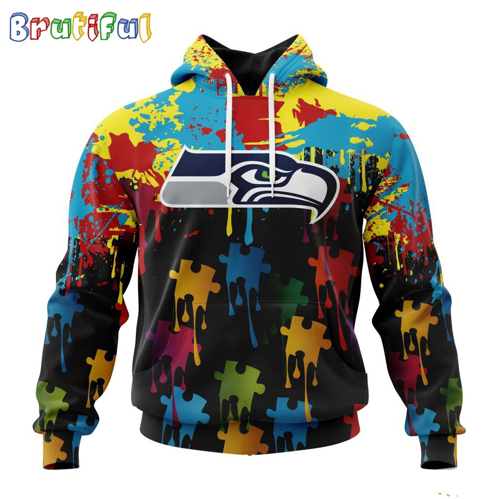 NFL Seattle Seahawks Hoodie Special Autism Awareness Design Football Hoodie