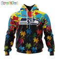 NFL Seattle Seahawks Hoodie Special Autism Awareness Design Football Hoodie