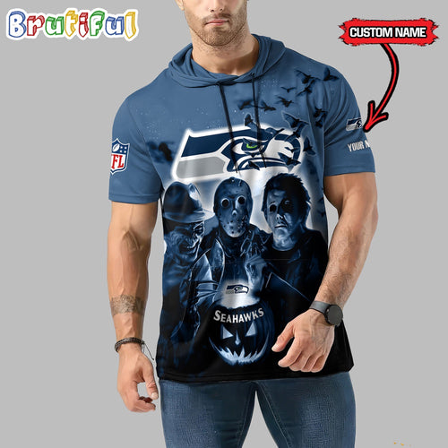 NFL Seattle Seahawks Horror Characters Essential Halloween Sleeveless Hoodie