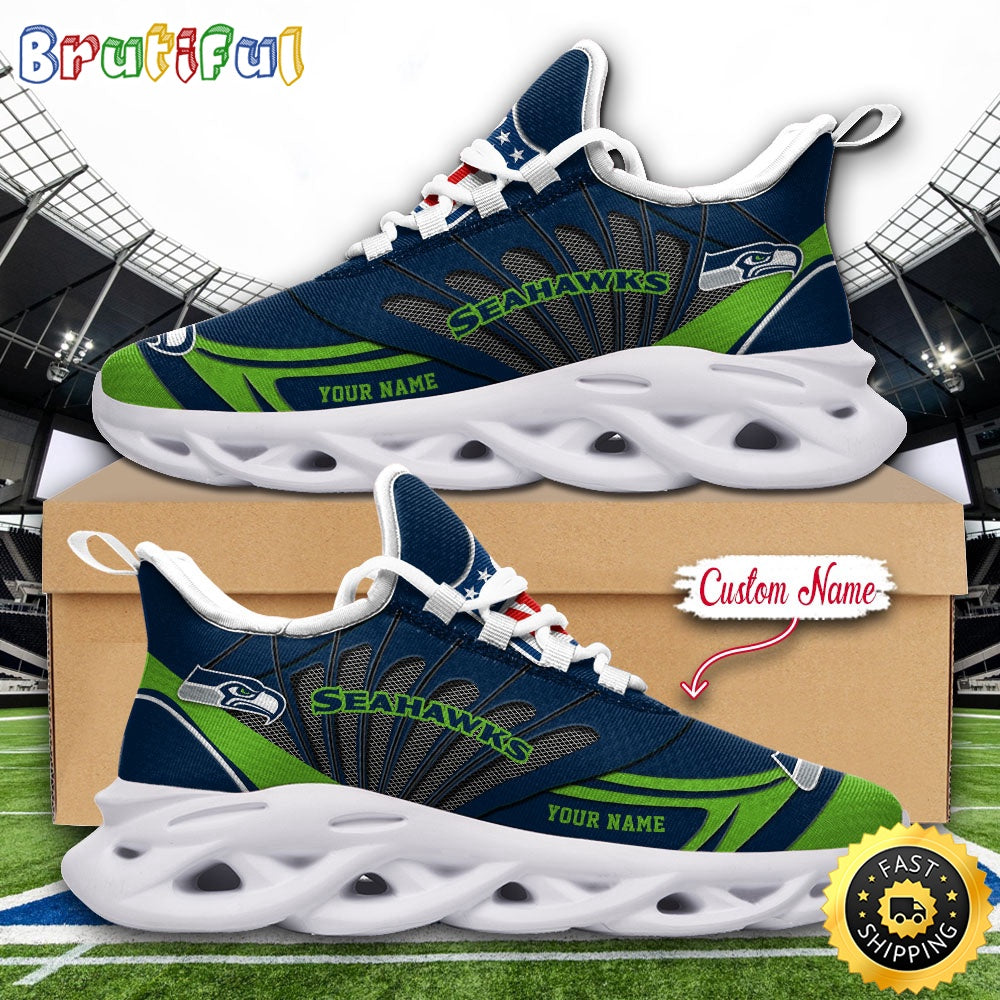 NFL Seattle Seahawks Max Soul Shoes Custom Name Football Shoes Sports