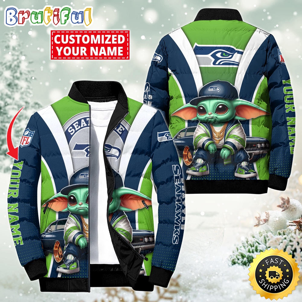 NFL Seattle Seahawks Puffer Jacket Baby Yoda Custom Jacket