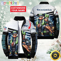 NFL Seattle Seahawks Puffer Jacket Mickey Minnie Jacket