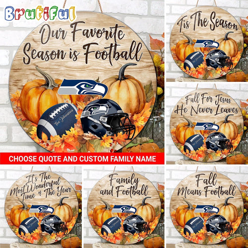 NFL Seattle Seahawks Pumpkin Custom Wooden Sign, Sport Football Home Decorations
