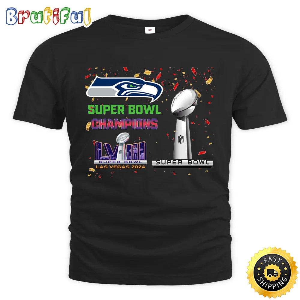NFL Seattle Seahawks T Shirt Super Bowl LVIII 2024 Las Vegas Champions Unisex Tshirt