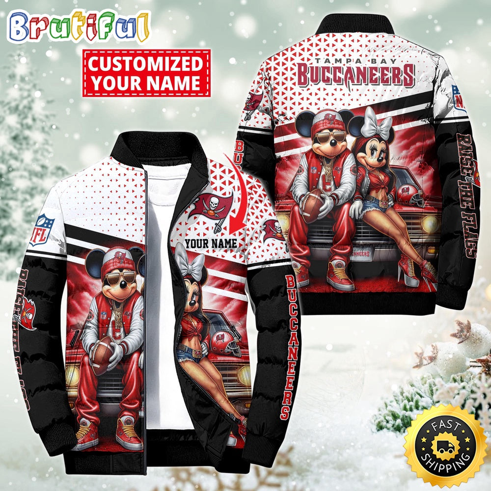 NFL Tampa Bay Buccaneers Puffer Jacket Mickey Minnie Jacket