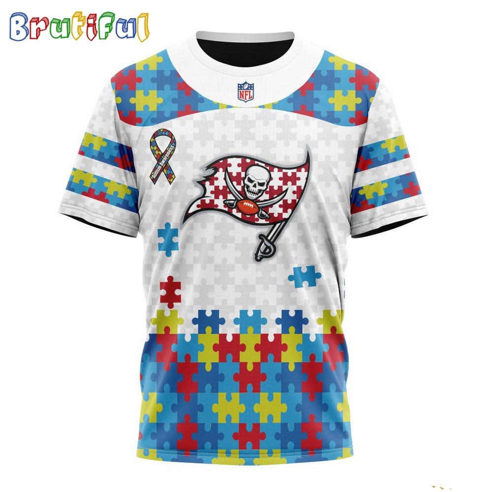 NFL Tampa Bay Buccaneers T-Shirt Special Autism Awareness Design 3D T-Shirt