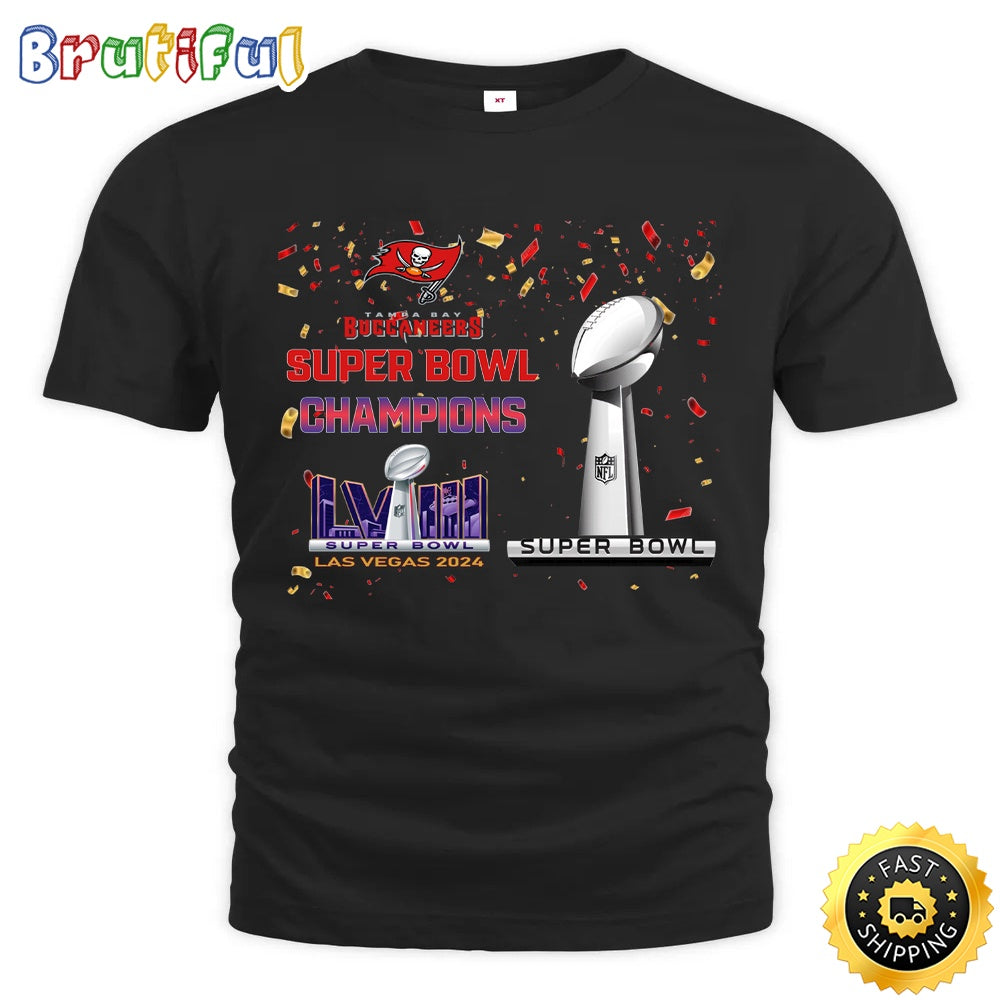 NFL Tampa Bay Buccaneers T Shirt Super Bowl LVIII 2024 Las Vegas Champions Unisex Tshirt