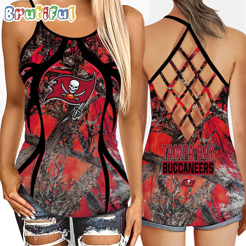 NFL Tampa Bay Buccaneers Women’s Tank Top, Football Team Logo Criss Cross Tank Top