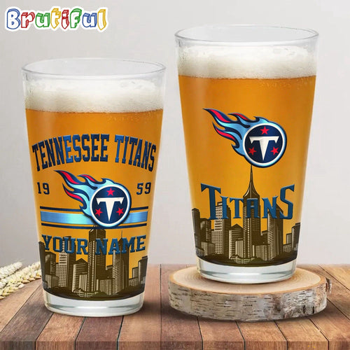 NFL Tennessee Titans Beer Glass Cup 16oz, Custom Football Glass Cup