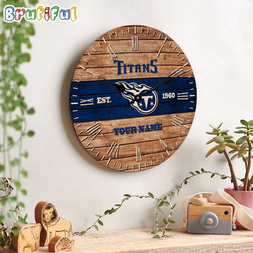 NFL Tennessee Titans Clock Custom Name Wooden Clock