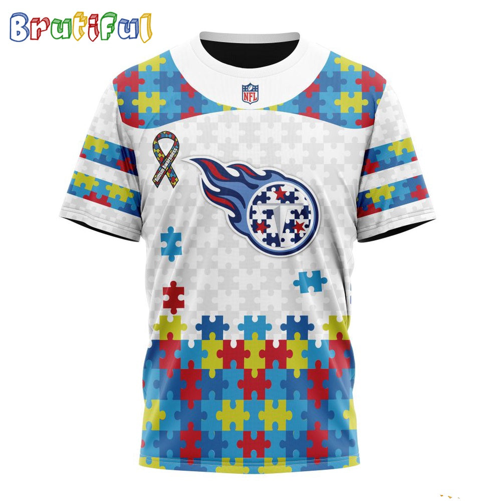 NFL Tennessee Titans T-Shirt Special Autism Awareness Design 3D T-Shirt