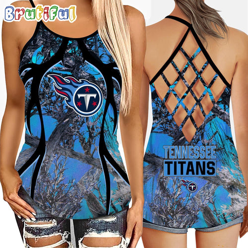 NFL Tennessee Titans Women’s Tank Top, Football Team Logo Criss Cross Tank Top