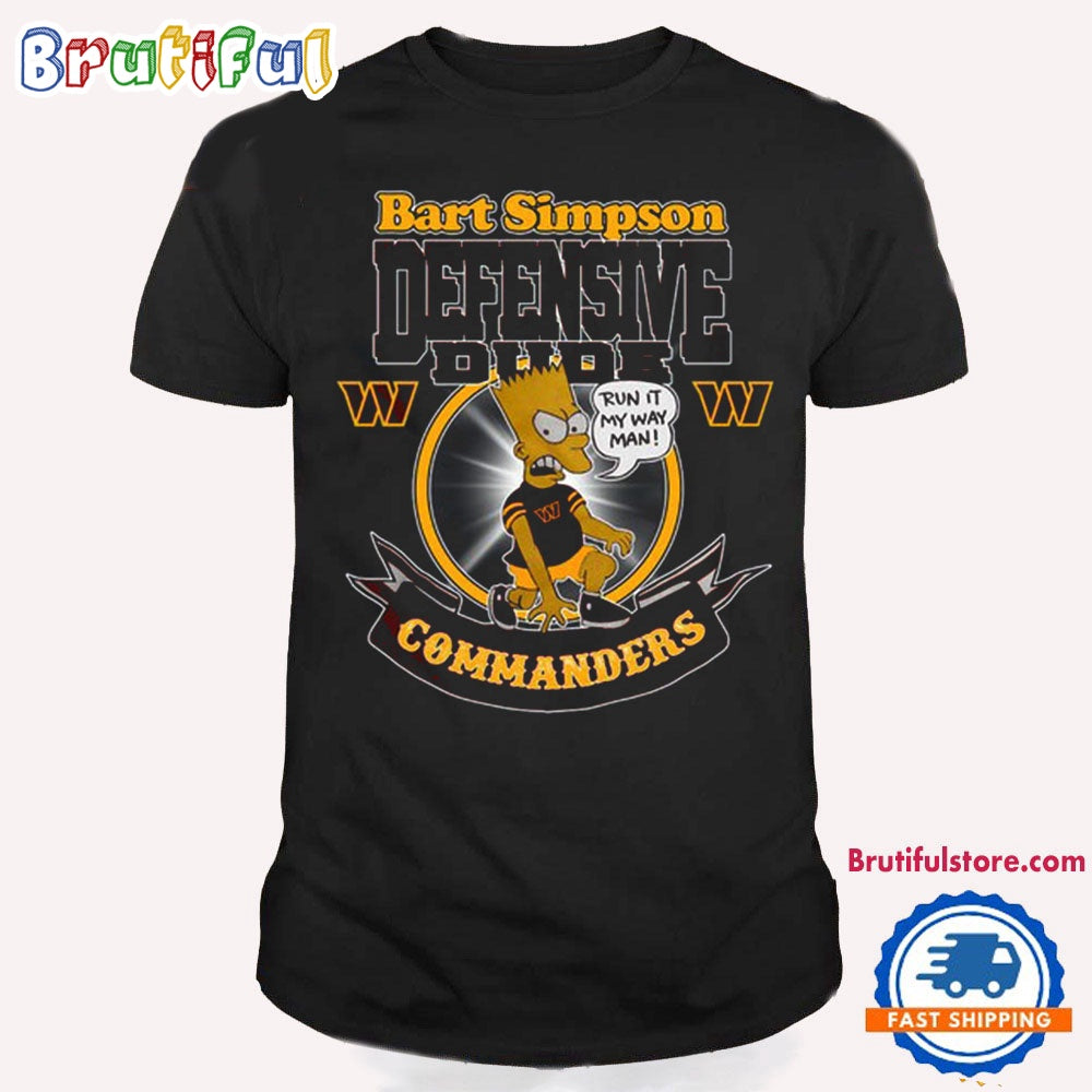 NFL Washington Commanders Bart Simpson Defensive Dude T Shirt