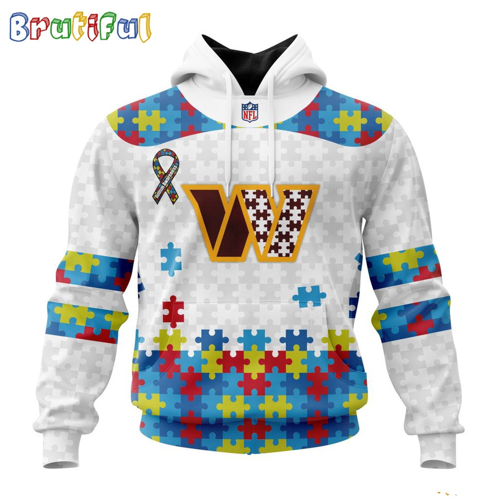 NFL Washington Commanders Hoodie Special Autism Awareness Design 3D Hoodie