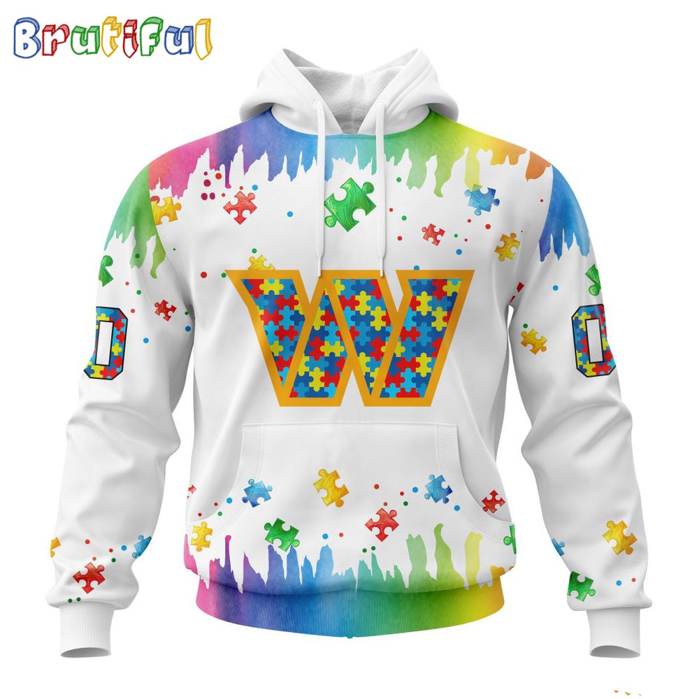 NFL Washington Commanders Hoodie Special Autism Awareness Design All Over Print Hoodie