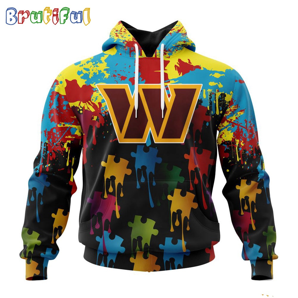 NFL Washington Commanders Hoodie Special Autism Awareness Design Football Hoodie