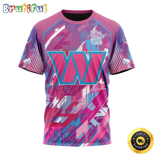 NFL Washington Commanders I Pink All Over Print 3D T Shirt I Can Fearless Again Breast Cancer For Breast Cancer Survivors