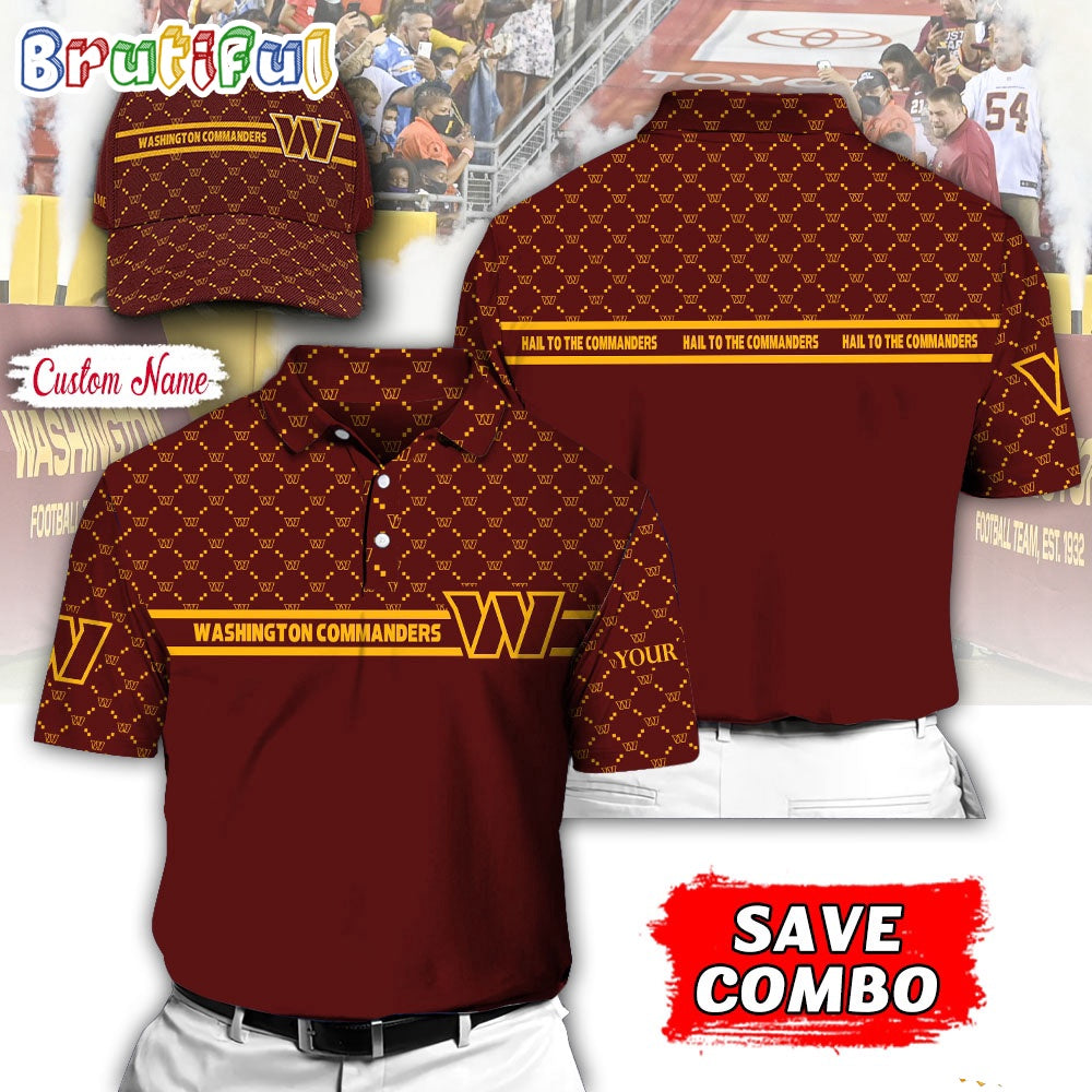NFL Washington Commanders Polo Shirt, Custom Football Polo Shirt And Cap