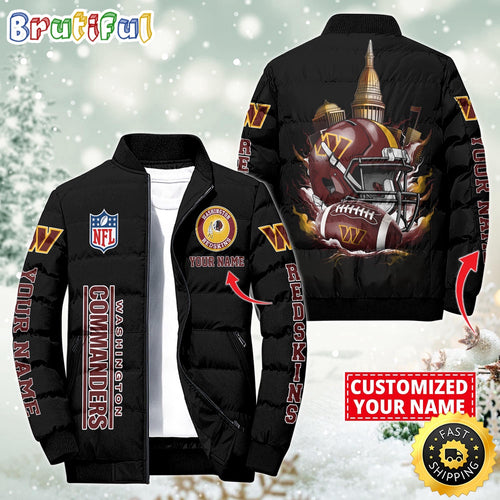 NFL Washington Commanders Puffer Jacket City Logo Print Jacket For Fans