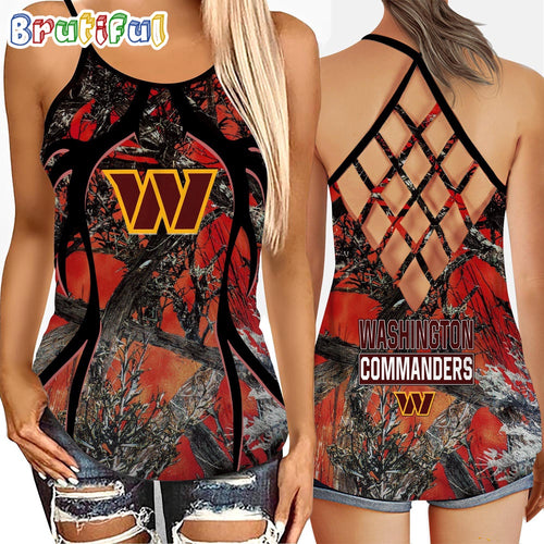 NFL Washington Commanders Women’s Tank Top, Football Team Logo Criss Cross Tank Top