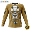 NFL Jacksonville Jaguars Crewneck Sweatshirt Specialized Kits For Dia De Muertos Show Your Team Spirit