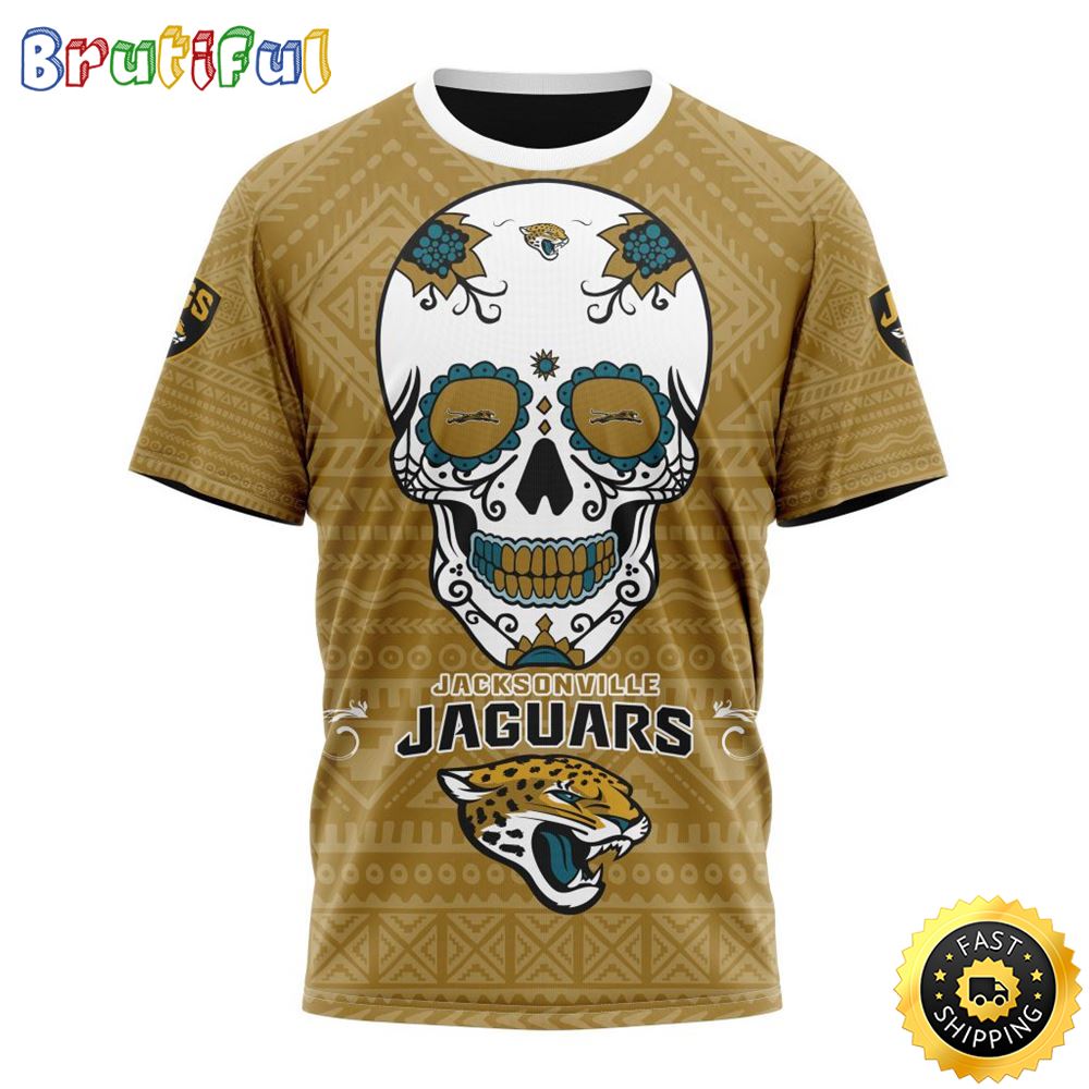 NFL Jacksonville Jaguars All Over Print 3D T Shirt Specialized Kits For Dia De Muertos Show Your Team Spirit