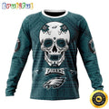 NFL Philadelphia Eagles Crewneck Sweatshirt Specialized Kits For Dia De Muertos Show Your Team Spirit