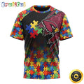 NFL Arizona Cardinals All Over Print 3D T Shirt Autism Awareness Design Gifts For Survivors