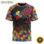 NFL Arizona Cardinals All Over Print 3D T Shirt Autism Awareness Design Gifts For Survivors
