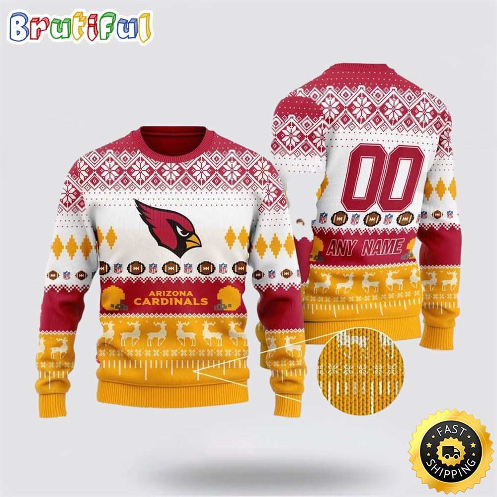 Personalized NFL Arizona Cardinals Playing Field Ugly Christmas Sweater Perfect Gift For Football Fans