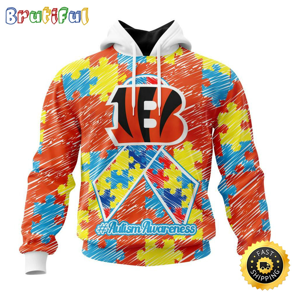 NFL Autism Hoodie Cincinnati Bengals Special Autism Awareness Design All Over Print 3D Hoodie