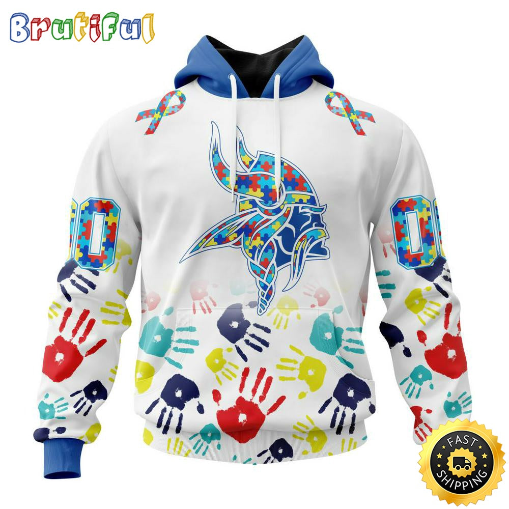 NFL Autism Hoodie Minnesota Vikings Special Autism Awareness Design 3D Hoodie Unisex Hoodie