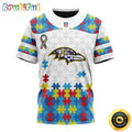 NFL Baltimore Ravens All Over Print 3D T Shirt Autism Awareness Design Show Your Team Pride