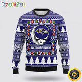 NFL Baltimore Ravens Ugly Sweater Grateful Dead Ugly Christmas Fleece Sweater