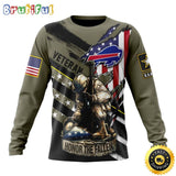 NFL Buffalo Bills Crewneck Sweatshirt Honor Veterans Kneeling Soldier Gifts For Football Fans