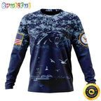 NFL Carolina Panthers Crewneck Sweatshirt Honor US Navy Veterans Stylish Gear For Fans