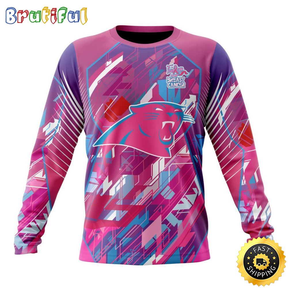 NFL Carolina Panthers I Pink Crewneck Sweatshirt I Can Fearless Again Breast Cancer For Breast Cancer Survivors
