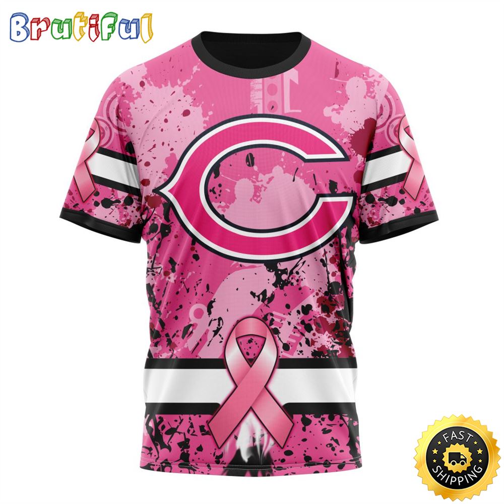NFL Chicago Bears All Over Print 3D T Shirts I Pink I Can In October We Wear Pink Breast Cancer Gift For Football Fans
