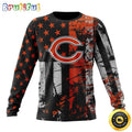 NFL Chicago Bears Crewneck Sweatshirt Classic Grunge American Flag Stylish Warmth For Fans