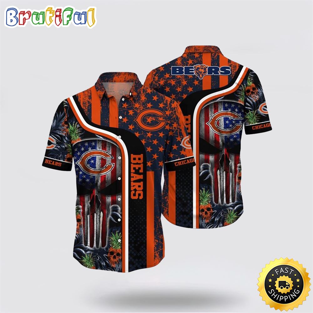 NFL Chicago Bears Hawaiian Shirts Skull Halloween Show Off Your Team Spirit In Tropical Fashion