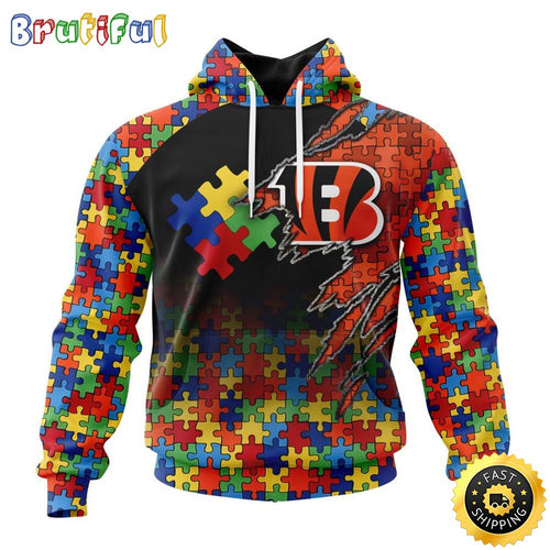 NFL Cincinnati Bengals All Over Print 3D Hoodie Autism Awareness Design Gifts For Survivors