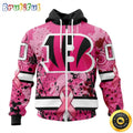 NFL Cincinnati Bengals All Over Print Zip Hoodie 3D I Pink I Can In October We Wear Pink Breast Cancer Unisex Hoodie