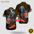 NFL Cleveland Browns Hawaiian Shirt Custom Name Halloween Skull Tropical Team Spirit