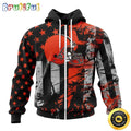 NFL Cleveland Browns Zip Hoodie 3D Classic Grunge American Flag Stylish Warmth For Fans
