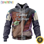 NFL Dallas Cowboys All Over Print Zip Hoodie 3D Specialized Mandalorian And Baby Yoda Unisex Hoodies