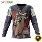 NFL Dallas Cowboys Crewneck Sweatshirt Specialized Mandalorian And Baby Yoda Gifts For Football Fans