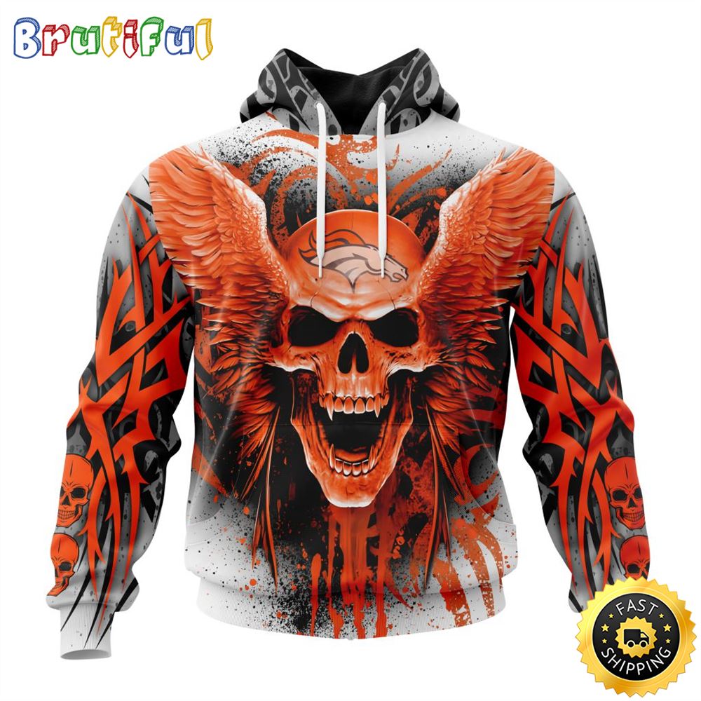 NFL Denver Broncos 3D Hoodie All Over Print Special Kits With Skull Unite In Team Colors
