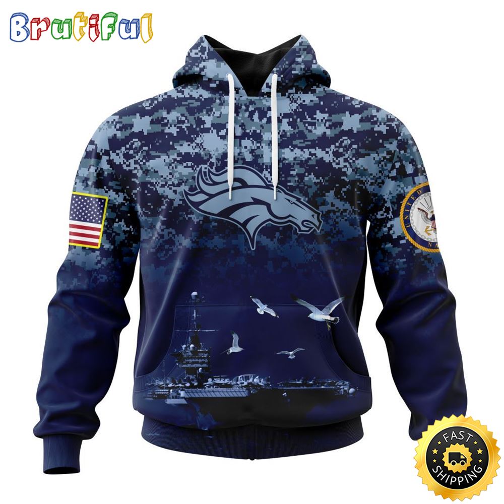 NFL Denver Broncos 3D Hoodie Honor US Navy Veterans Stylish Gear For Fans